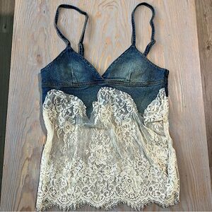 Denim and Lace Camisole Top